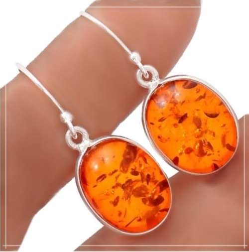 NEW ARRIVAL- BALTIC AMBER IN SOLID .925 STERLING SILVER  EARRINGS