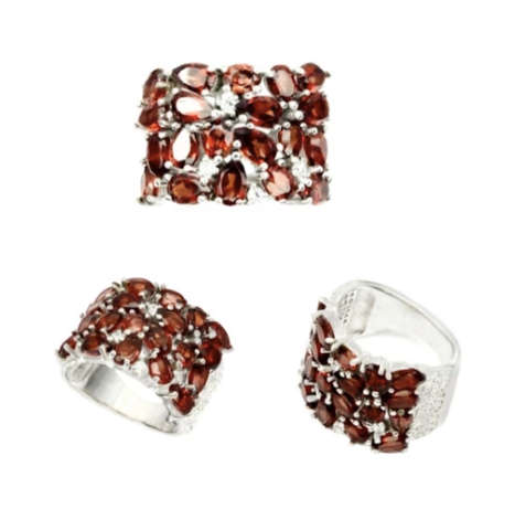 41.81 cts Natural Mozambique Garnet Solid 925 Sterling Silver Ring Size 5.5 - Resizable
