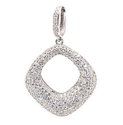 Rare Italian Design AAA Cr Diamonds  set in Solid .925 Sterling Silver White Gold Pendant