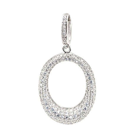 Elegant Italian Design AAA White Cubic Zirconia set in Solid .925 Sterling Silver White Gold Pendant