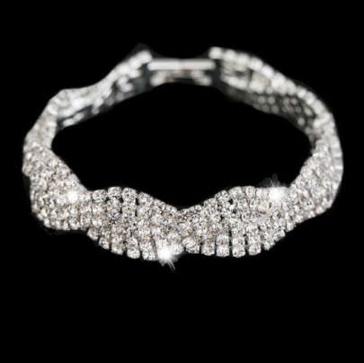 Elegant Diamanté Evening Wear or Bridal Silver Plated Bracelet
