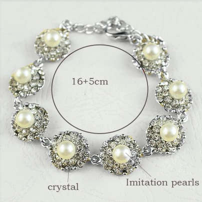 Diamanté and Pearl Elegant Day or evening Wear or Bridal Silver Plated Bracelet