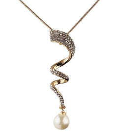TRENDY AUSTRIAN CRYSTALS PEARL GOLD PLATED NECKLACE AND EARRINGS SET