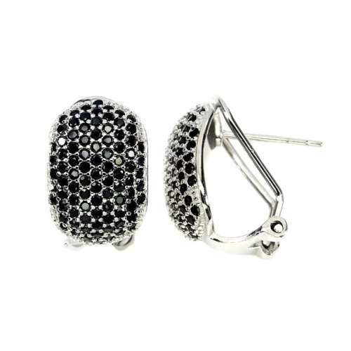 FINE CRAFTED BLACK SPINEL GEMSTONE  SOLID .925 STERLING SILVER, 14K WHITE GOLD EARRINGS