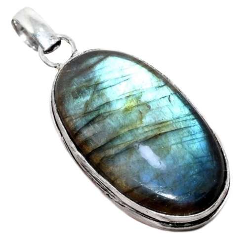 NATURAL FIERY LABRADORITE GEMSTONE  .925 SILVER  PENDANT