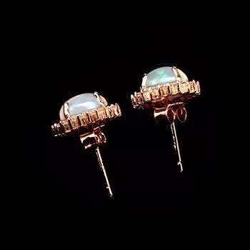 Deluxe Natural Unheated Rainbow Full Flash Fire Opal Solid .925 Silver, Rose Gold Earrings