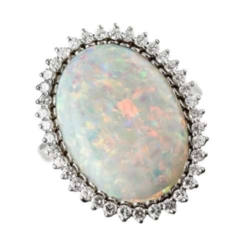WHITE FIRE OPAL GEMSTONE .925 STERLING FASHION RING SIZE 6