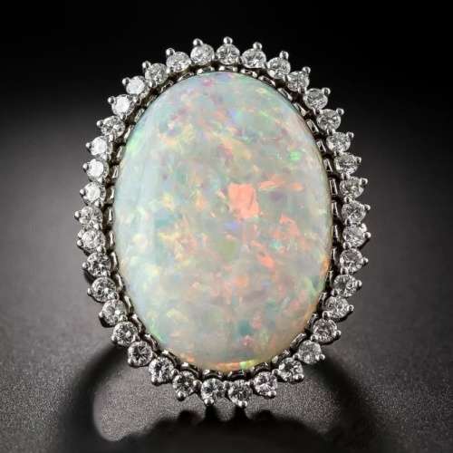WHITE FIRE OPAL GEMSTONE .925 STERLING FASHION RING SIZE 6