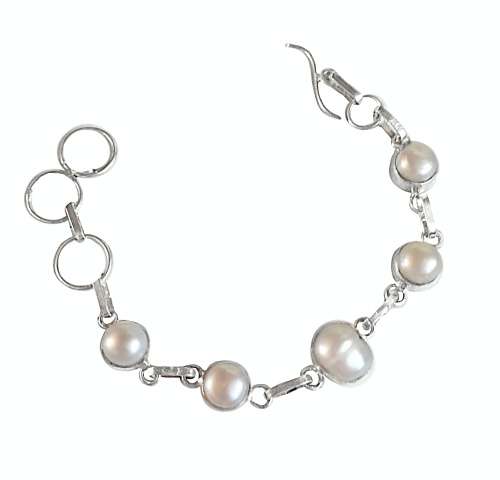 Dainty Natural Biwa Pearl , .925  Sterling Silver Bracelet