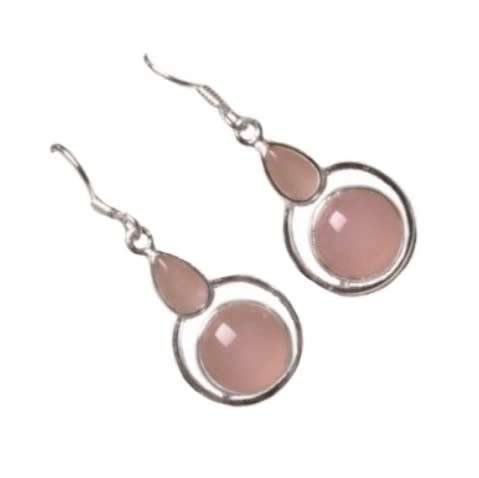 Natural Pink Rose Quartz Mixed Shapes set in Solid .925 Sterling Silver Earrings