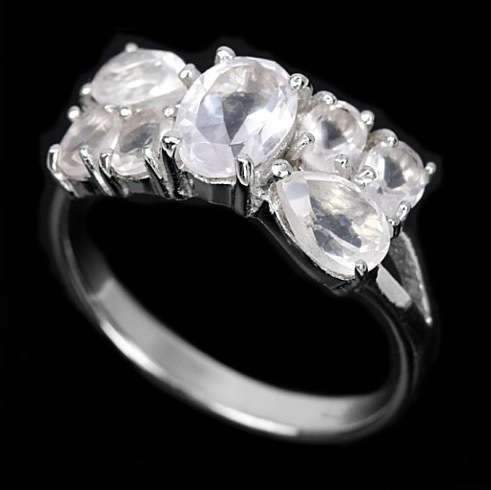 Natural Rose Quartz Mixed Shape Gemstones in Solid .925 Sterling 14K W/Gold Silver Ring Size 7.75