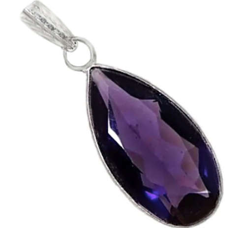EXQUISITE PURPLE AMETHYST GEMSTONE 925 SILVER PENDANT