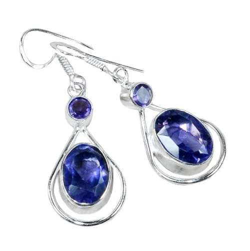 Purple Amethyst  set in .925 Sterling Silver Plated Elegant HandmadeEarrings