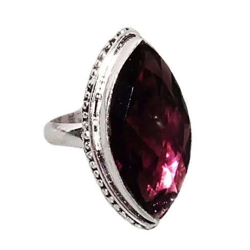African Purple Amethyst set in .925 Sterling Silver Plated Handmade Ring Size US 9.7