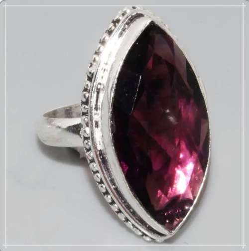 African Purple Amethyst set in .925 Sterling Silver Plated Handmade Ring Size US 9.7