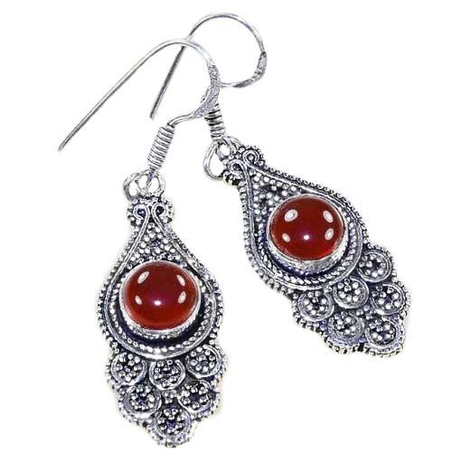 NATURAL CARNELIAN GEMSTONE .925 SILVER EARRINGS.
