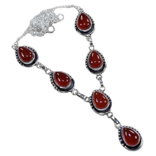 CARNELIAN GEMSTONE .925 SILVER NECKLACE