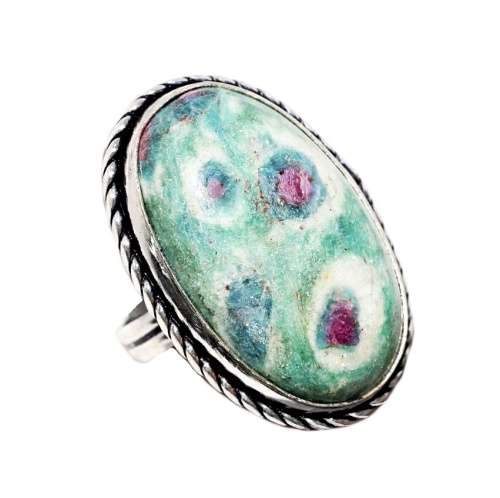 Natural Ruby in Fuchsite 925 Sterling Silver Ring Size US 8 or Q