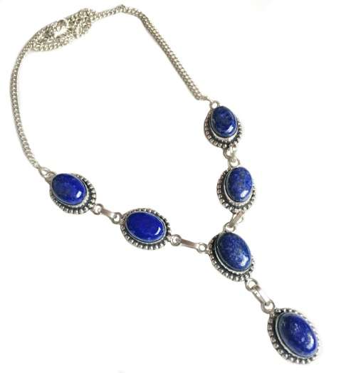 ONE OF A KIND NATURAL LAPIS LAZULI GEMSTONE 925 SILVER NECKLACE