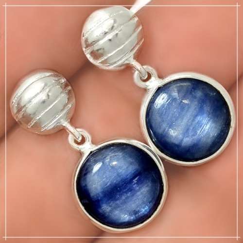 NATURAL KYANITE GEMSTONE .925 STERLING SILVER EARRINGS
