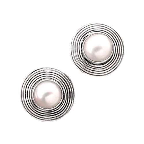 Natural White Pearl set in Solid .925  Sterling Silver Pendant and Earrings Set