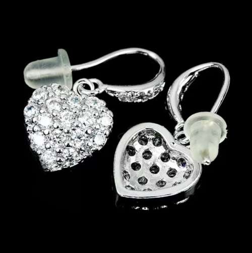 Spectacular Dainty Bridal,day Evening Wear Sparkly Top Grade Cubic Zirconia Heart Shape Earrings