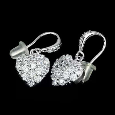 Spectacular Dainty Bridal,day Evening Wear Sparkly Top Grade Cubic Zirconia Heart Shape Earrings