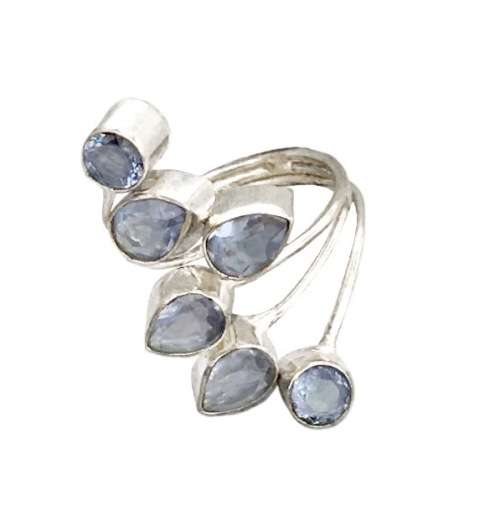 TANZANITE VIOLET BLUE QUARTZ GEMSTONE SOLID .925 SILVER RING SIZE US 8
