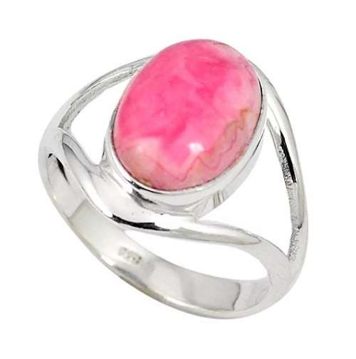Gorgeous Inca Rose Natural Argentina Rhodochrosite Gemstone Solid .925 Sterling Silver Size 9.5