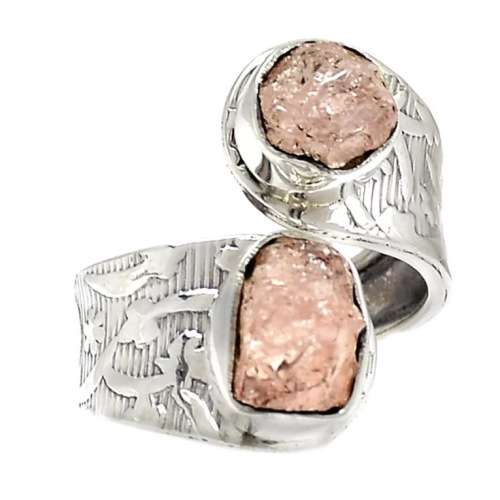 Natural Morganite Rough Gemstone set in Solid .925 Sterling Silver Ring Size 8 or Q