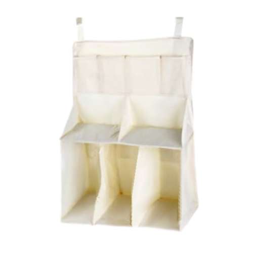 INCREDIBLE FIND BABY BEDSIDE/wall hanging BAG- WATERPROOF POLYESTER CREAMY- WHITE