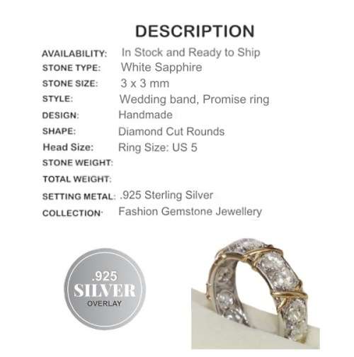 White Sapphire Engagement, Promise Ring  .925 Silver Filled Ring Size US 5 / UK I / J