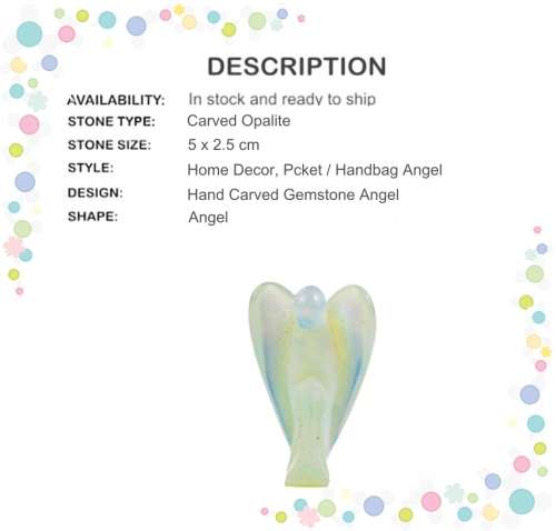 Hand Carved Natural Opalite Angel Pocket / Home Decor/ Reiki