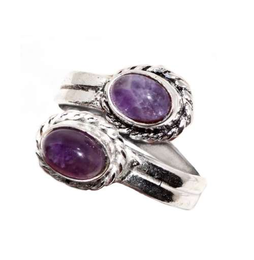 Enchanting Purple Amethyst .925 Silver Ring Adjustable Size