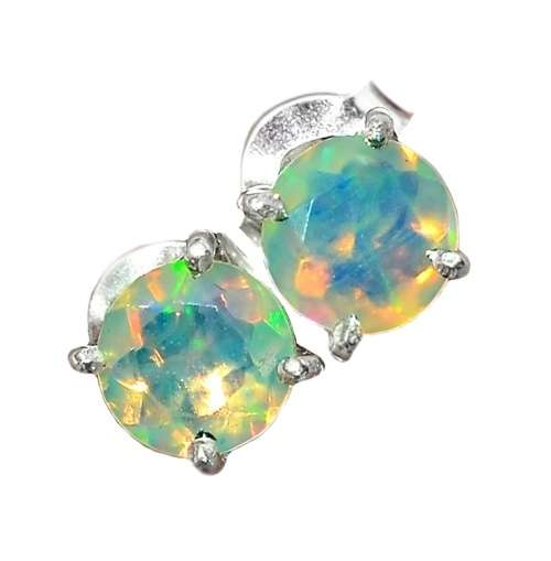 ETHIOPIAN FIRE OPAL SOLID.925 STERLING SILVER STUD EARRINGS