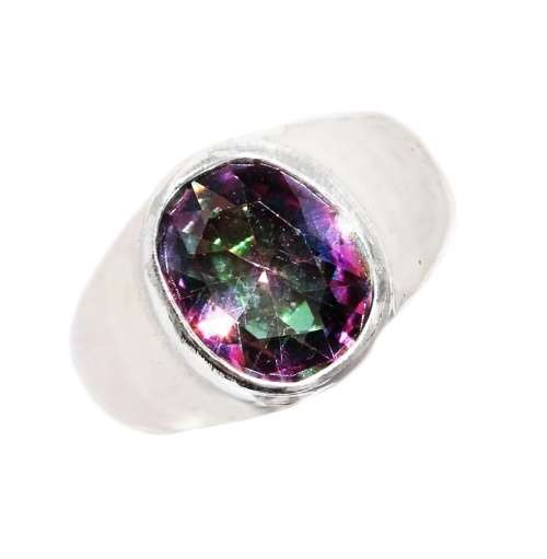 Handmade Rainbow Mystic Topaz .925 Sterling Silver Ring Size US 9