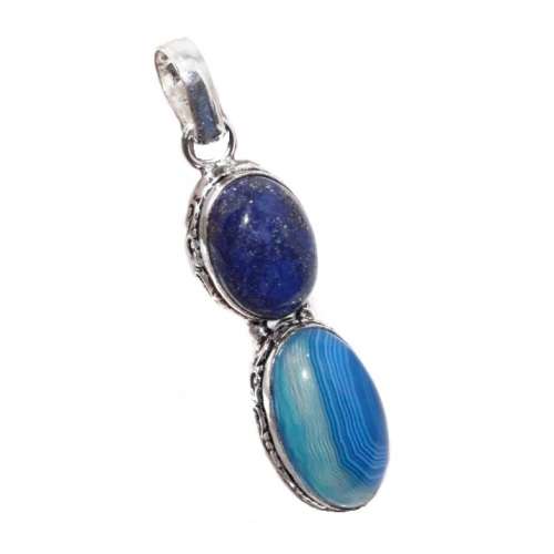 Natural Lapis Lazuli Gemstone .925 Silver Pendant