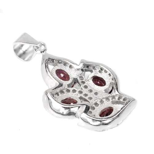 Top Natural Unheated Rhodolite Garnet, AAA White CZ Solid .925 Silver 14K White Gold Necklace