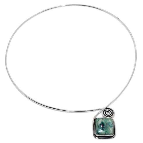 Natural Ruby in Fuchsite Gemstone .925 Sterling Silver Plated Handmade Necklace