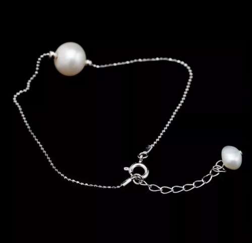 Dainty Freshwater Pearl  Solid. 925 Silver Bracelet