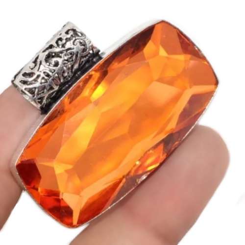 FACETED COGNAC CITRINE GEMSTONE FASHION PENDANT .925 STERLING  SILVER