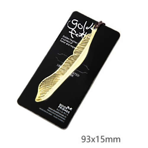Creative 3d Mini Metal Feather 18k Gold Plated Bookmark