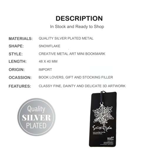 Creative 3d Mini Metal Snowflake Silver Plated Bookmark