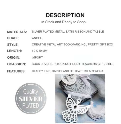 Creative 3d Metal Angel Silver Plated Bookmark And Gift Box