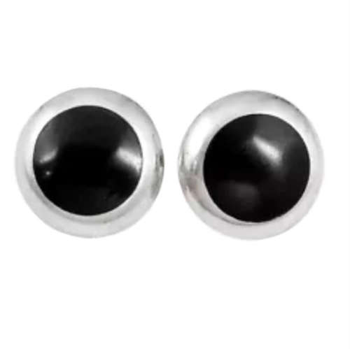 NATURAL BLACK ONYX GEMSTONE SOLID .925 STERLING SILVER STUD EARRINGS
