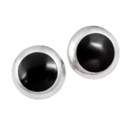 NATURAL BLACK ONYX GEMSTONE SOLID .925 STERLING SILVER STUD EARRINGS