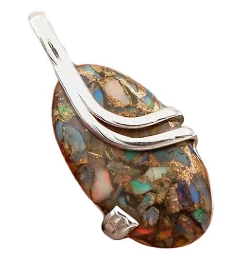 28.5 Cts Natural Ethiopian Fire Opal In Pyrite Set In Solid. 925 Sterling Silver Pendant