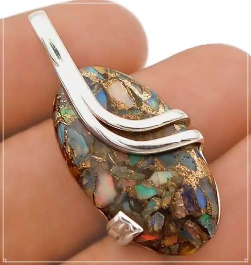 28.5 Cts Natural Ethiopian Fire Opal In Pyrite Set In Solid. 925 Sterling Silver Pendant