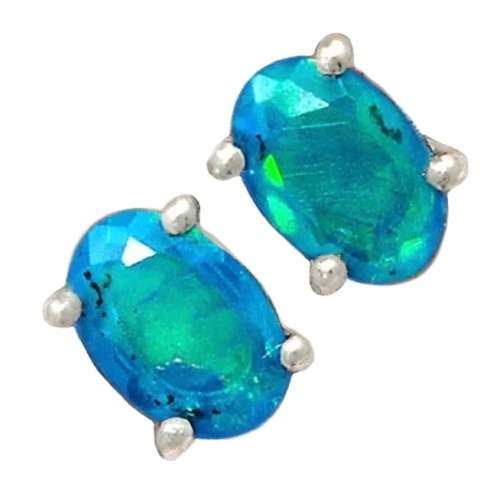RARE NATURAL BRAZILIAN PARAIBA BLUE OPAL  SOLID .925 STERLING SILVER EARRINGS