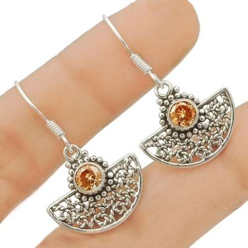 Indonesian - Bali Padparadscha Sapphire set in Solid .925 Sterling Silver Earrings